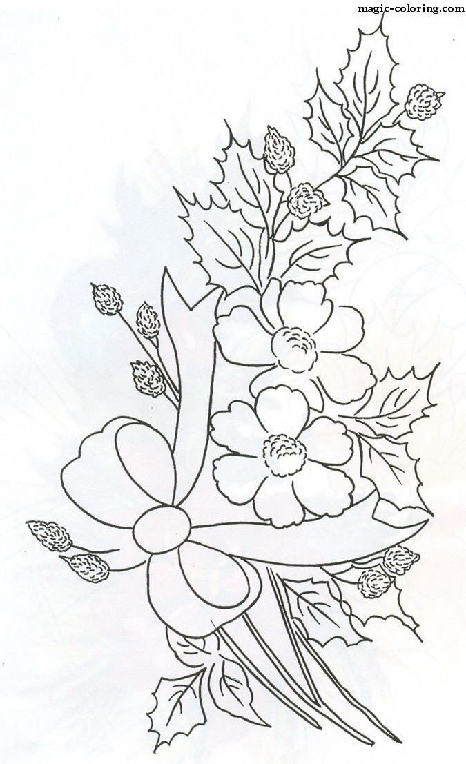 MAGIC-COLORING | Christmas flowers coloring pages