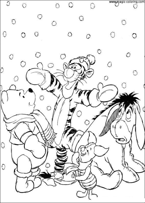 Winnie The Pooh And Friends Snowing Coloring