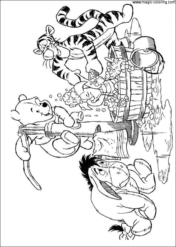 Wihhie The Pooh Washing Piglet Coloring