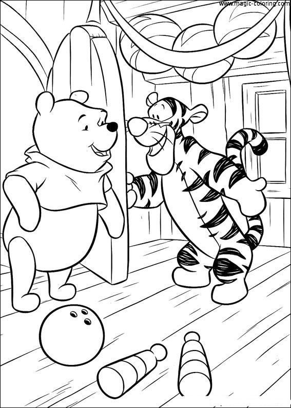 Winne The Pooh At A Party At Tigger Coloring