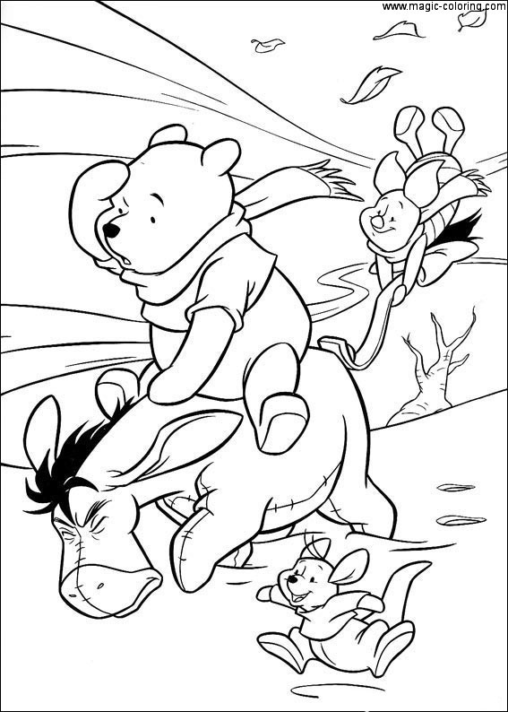 Winnie The Pooh Riding Eeyore Coloring
