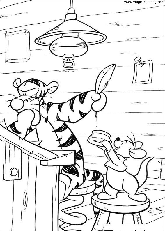 Tigger And Roo Writing A Letter Coloring