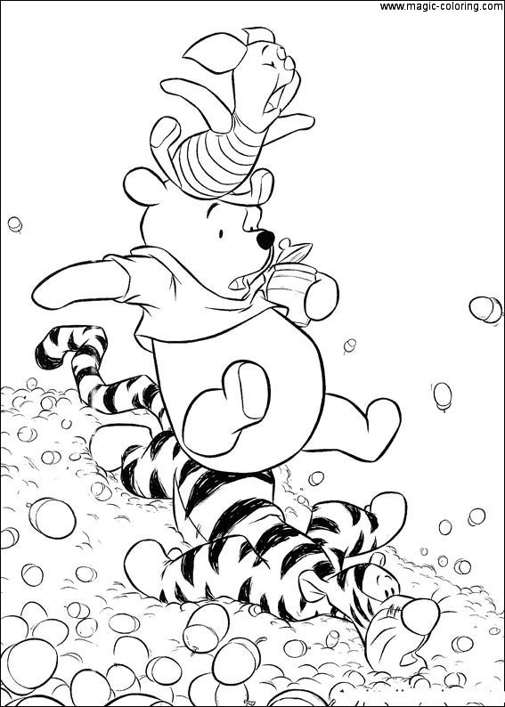 Winnie Tigger and Piglet Rolling Down Coloring