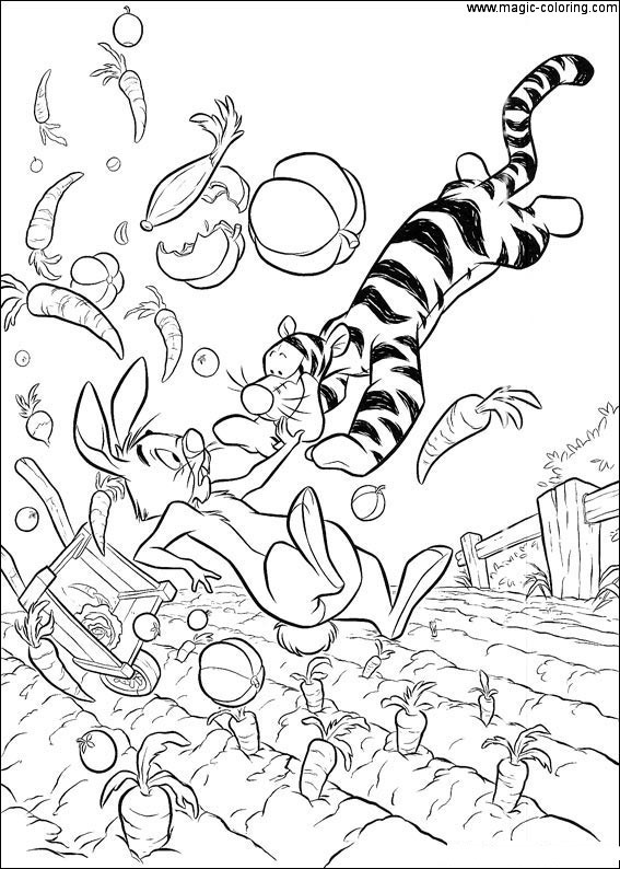 Tigger Jumps on Rabbit Coloring