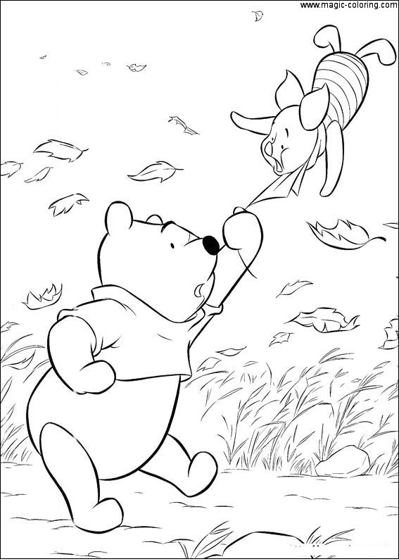 Winnie The Pooh Saving Piglet From Wind Coloring