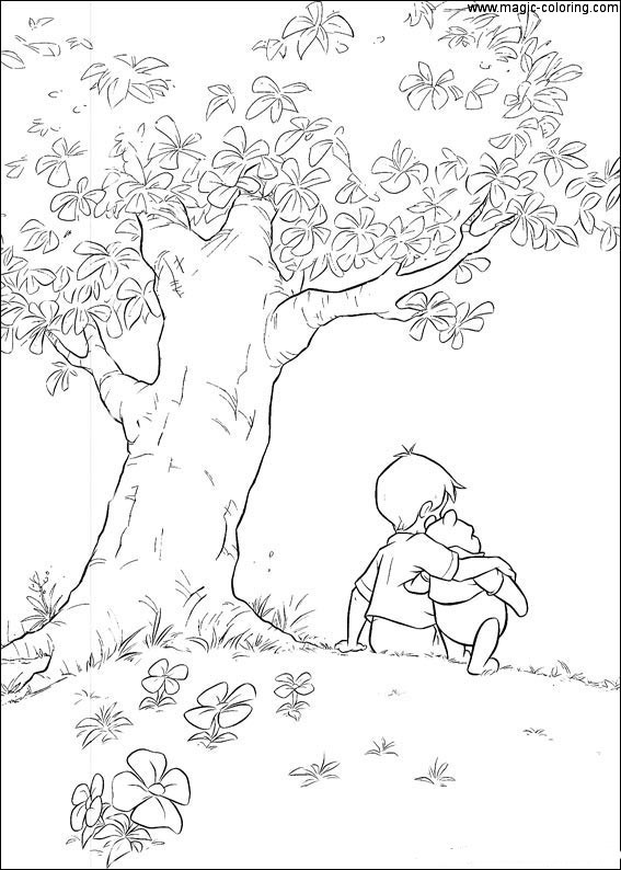 Christopher Robin Hugging Winnie Coloring