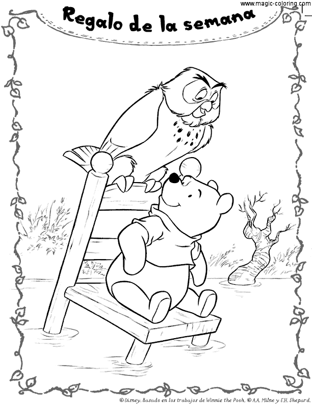 Winnie the Pooh And Owl Coloring