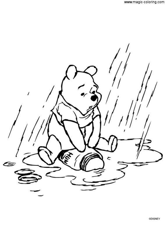 Sad Winnie The Pooh in the Mug Coloring