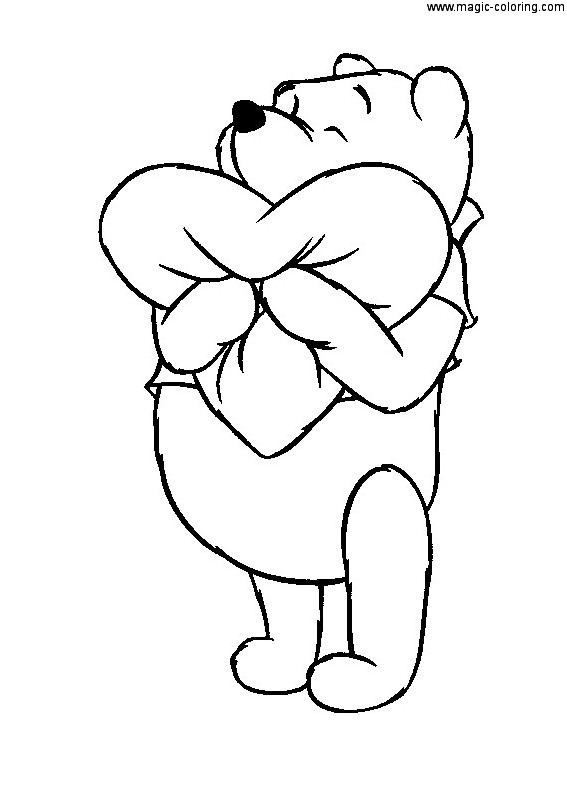 Winnie The Pooh Hugging Heart Coloring