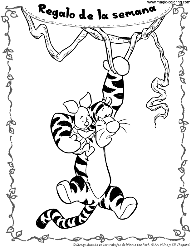 Piglet and Tigger Hanging Coloring