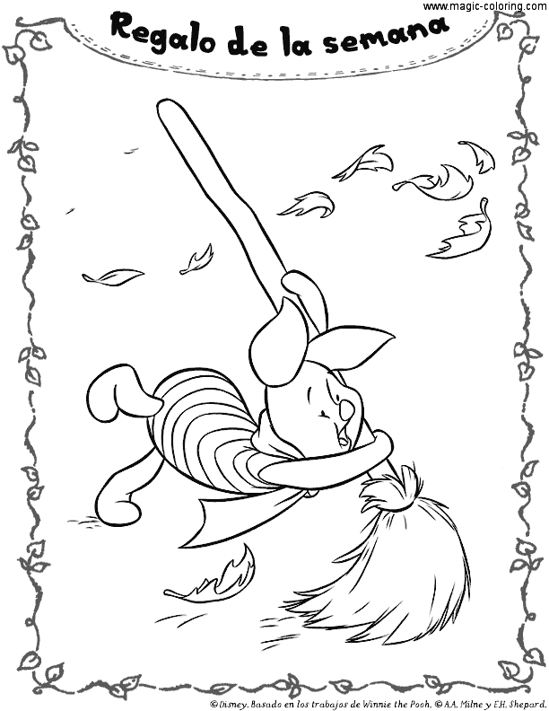 Piglet And Broom Coloring