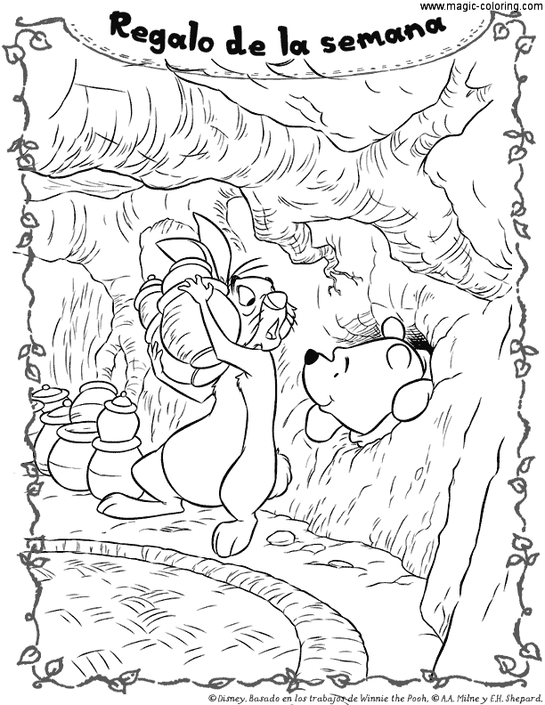 Winnie The Pooh wants Rabbits Honey Coloring