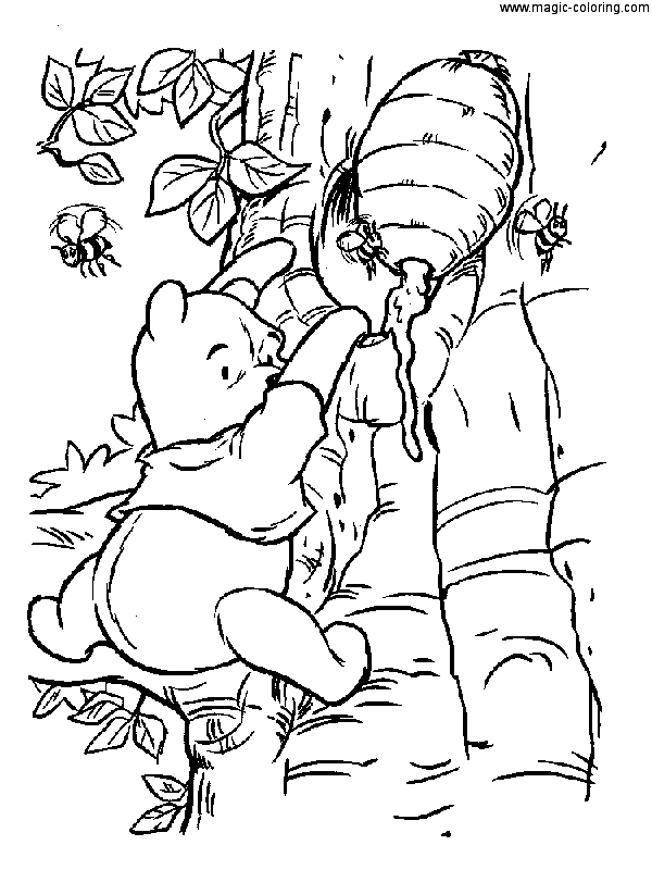 Winnie The Pooh Extracting Honey Coloring