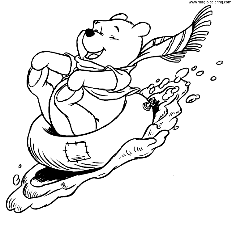 Skiing Winnie The Pooh Coloring