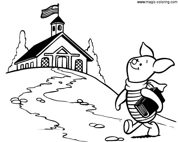 Piglet Going to School Coloring