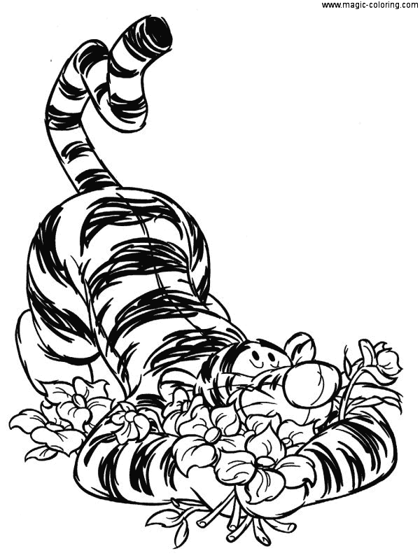 Tigger Too Hugs Flowers Coloring