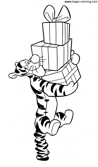 Tiger Too Grabs Gifts Coloring