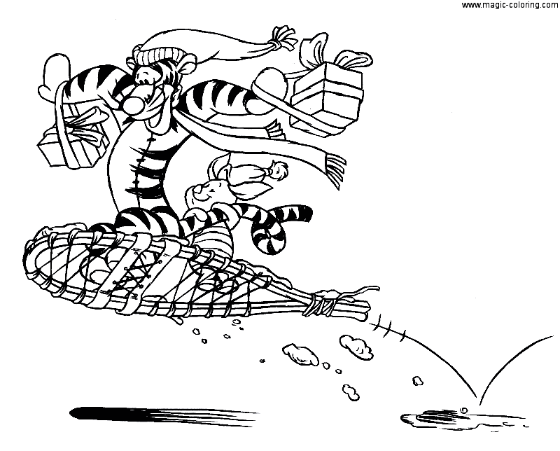Tigger Too And Piglet Skiing Coloring