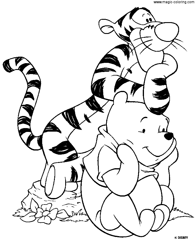 Winnie the Pooh And Tigger Too Looking Far Coloring
