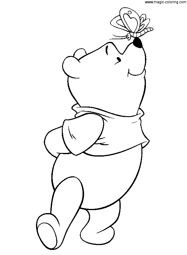 Winnie the Pooh And Buttefly Coloring