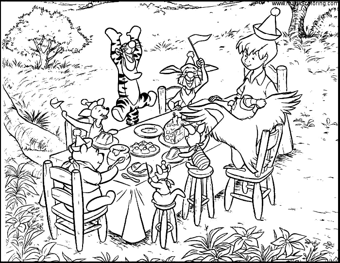 Christopher Robin And Friends Birthday Party Coloring