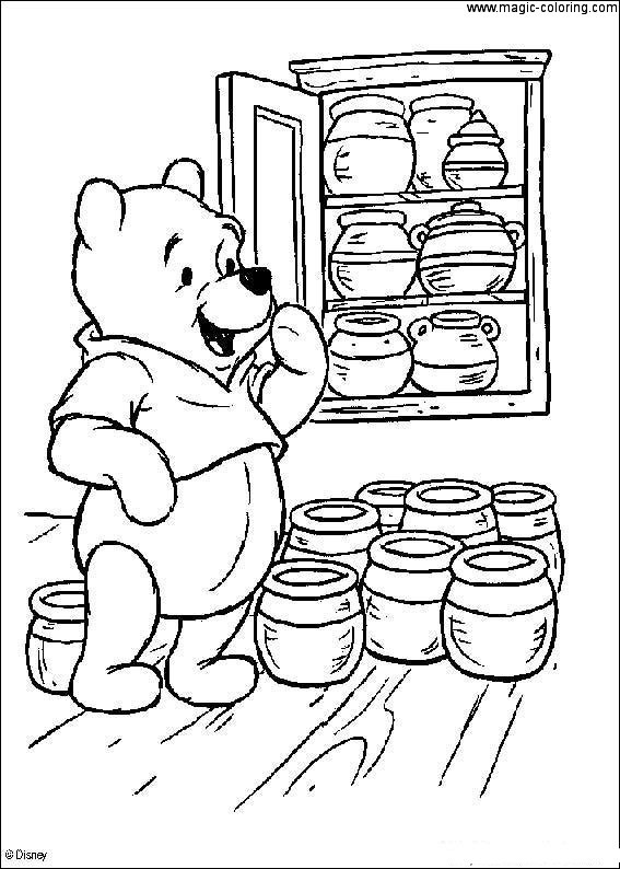 Winnie the Pooh And Pots Coloring