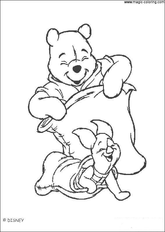Winnie and Piglet Jumping Sacks Coloring