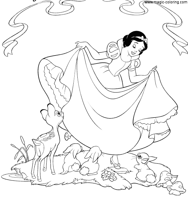 Белоснежка раскраска для детей распечатать Magic Coloring - Игры и раскраски для детей и взрослых.