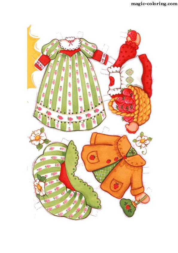 MAGIC-COLORING | Strawberry Shortcake Paper Dolls