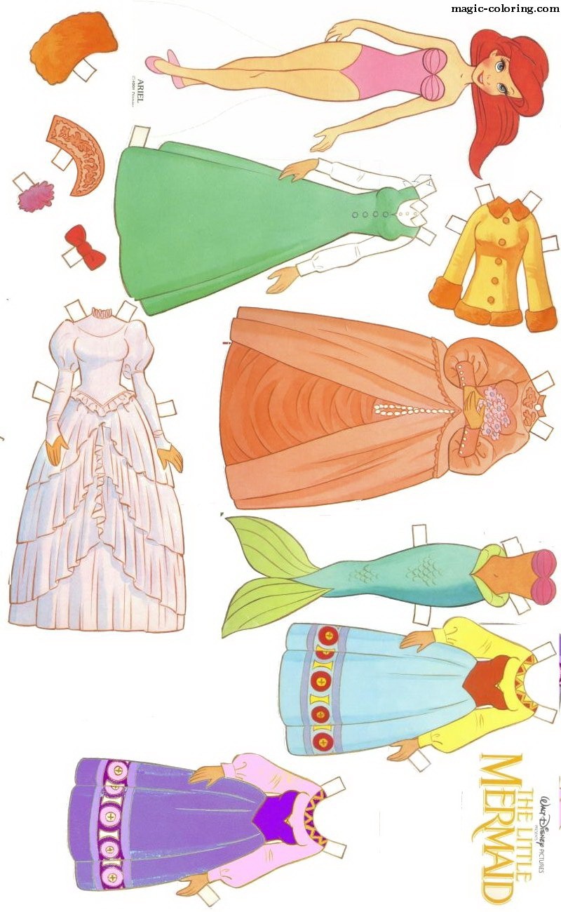 Disney Princess Paper Doll Coloring Pages