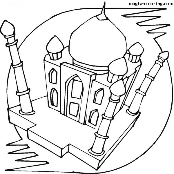 Magic Coloring Taj Mahal Coloring Page