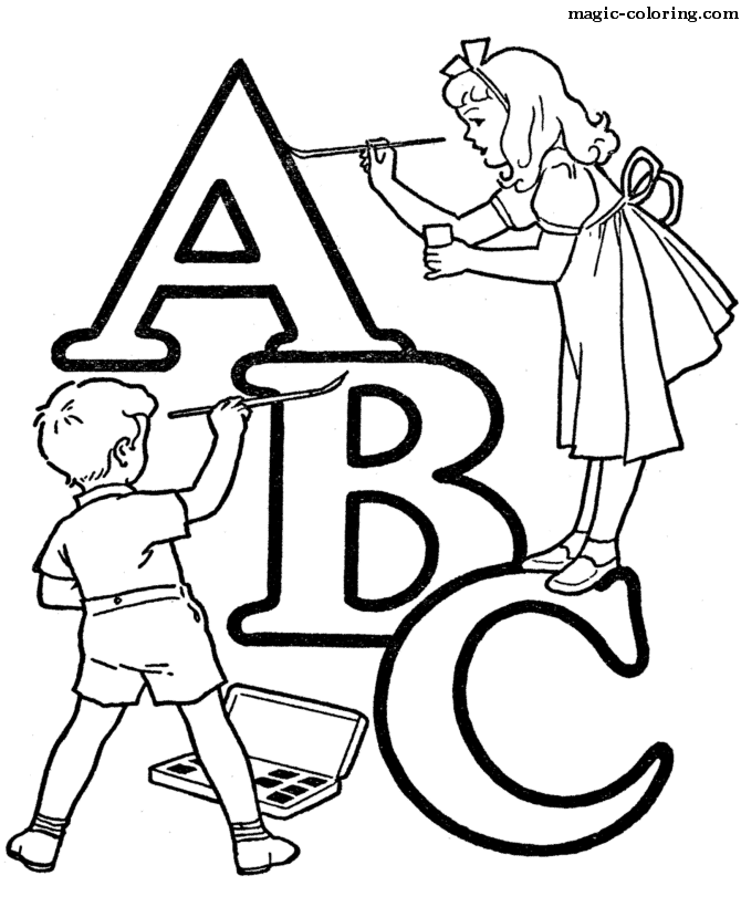 A Boy and a Girl Are Drawing ABC Letters