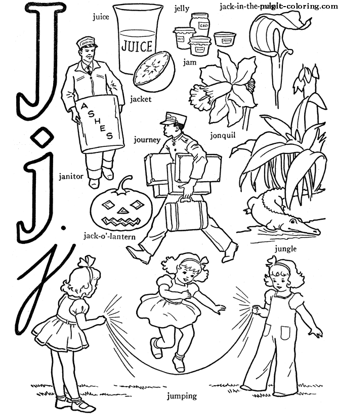 Fast Coloring Pages for letter J