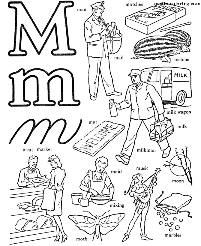 11 Things for Fast Coloring on letter M
