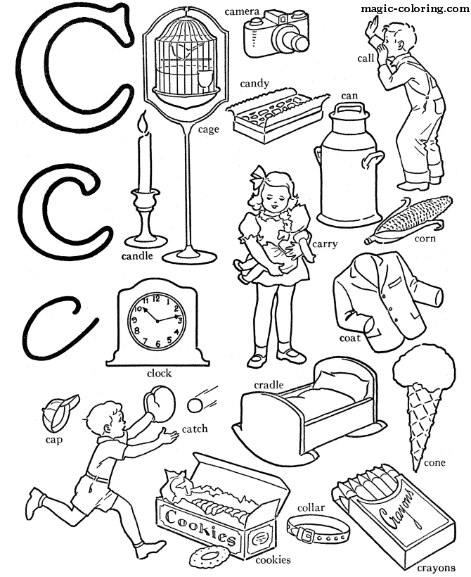 Quick Coloring Objects for letter C