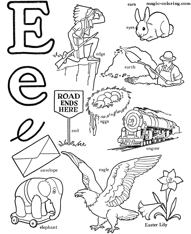 Magic Coloring Quick Coloring Objects And Signs For Letter E