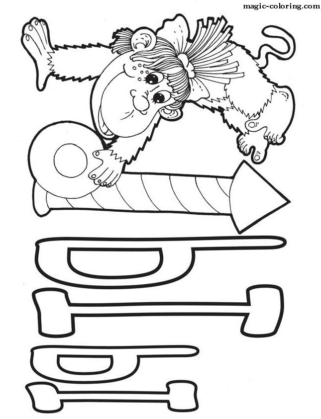 Playing Monkey Coloring Image for Russian letter
