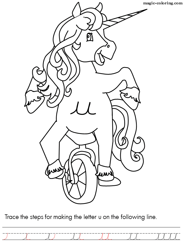 U for Unicorn on Bycicle