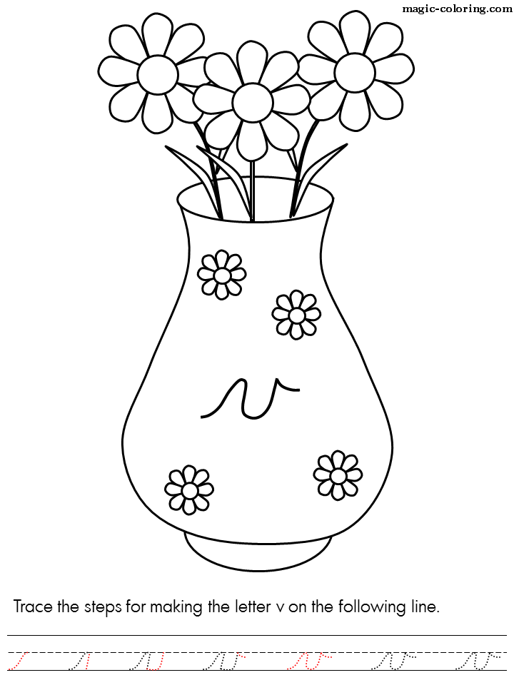V for Vase with Flowers