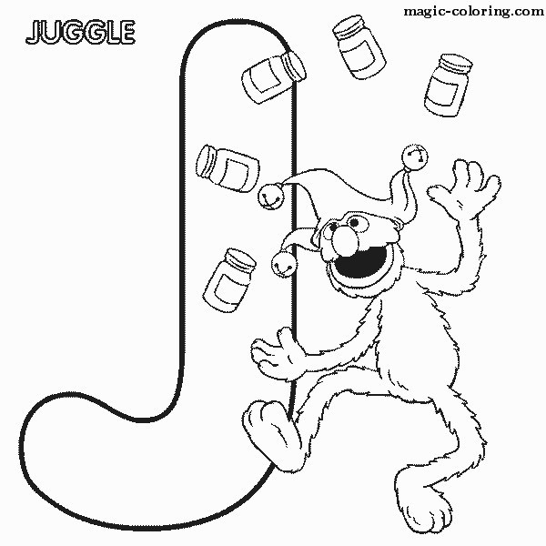 Sesame Street Juggle Coloring Image for letter 