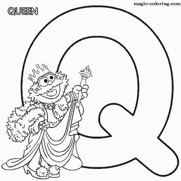 Sesame Street Queen Coloring Image for letter 