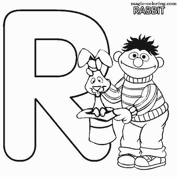 Sesame Street Rabbit Coloring Image for letter 
