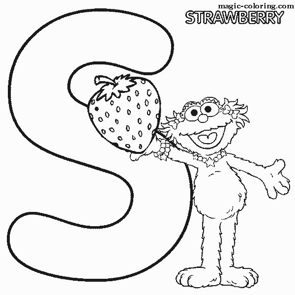 Sesame Street Stwarberry Coloring Image for letter 