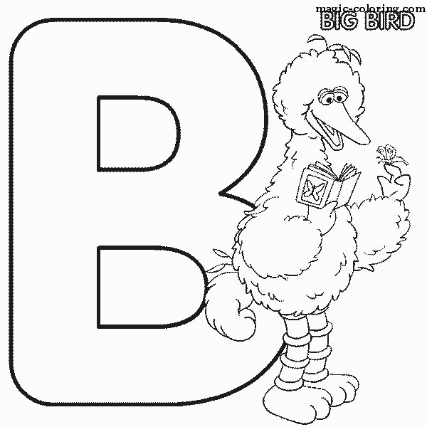 Sesame Street Big Bird Coloring Image for letter 