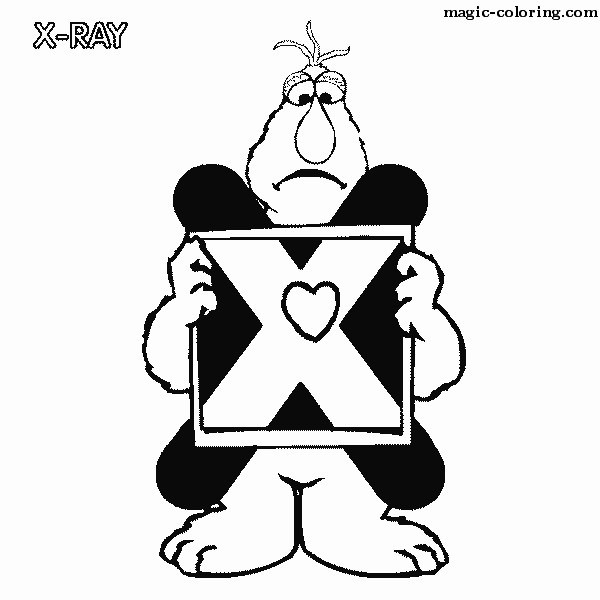 Sesame Street X-Ray Coloring Image for letter 