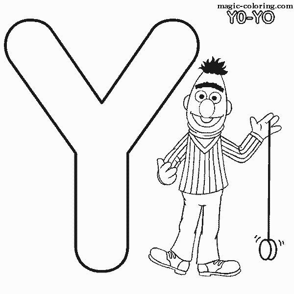 Sesame Street Yo-Yo Coloring Image for letter 