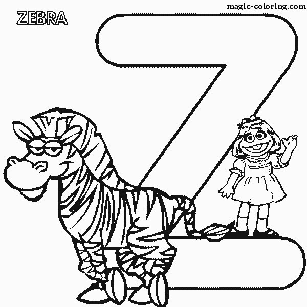 Sesame Street Zebra Coloring Image for letter 