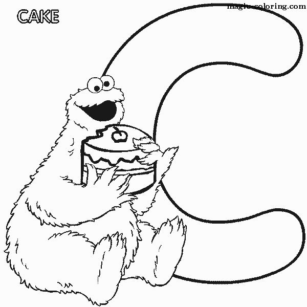 Sesame Street Cake Coloring Image for letter 