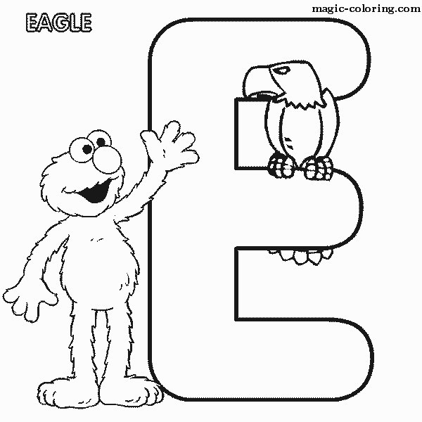 Sesame Street Eagle Coloring Image for letter 