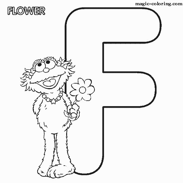 Sesame Street Flower Coloring Image for letter 